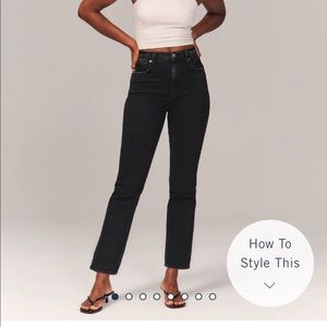 Abercrombie Ultra High Rise Straight Ankle Jeans Curve Love in Black